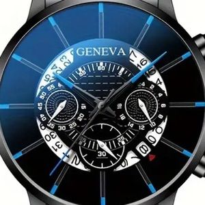 Geneva mens stainless steal watch
